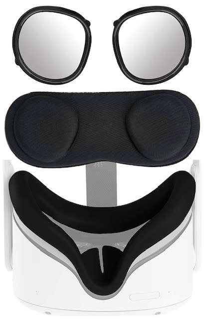 Oculus Quest 2:Anti-Blue Light Lens+VR Lens Dust Cover+ Silicon face Cover + Case