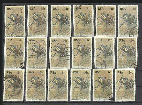 RSA. 18 x 14c insects stamps. Used not hinged