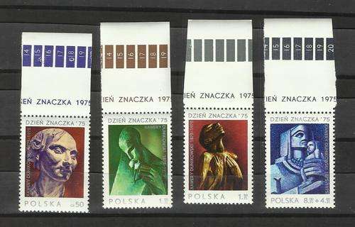 Polska. Group of  4 stamps. MNH. Staple holes at side. Stamps OK