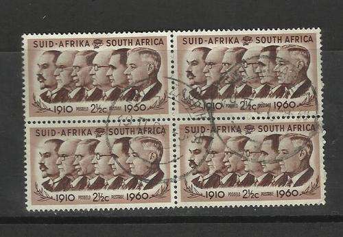 RSA. Block of 4 x 2 1/2c stamps. Used/hinged