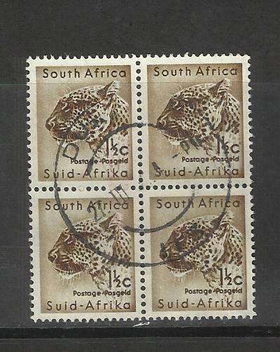 RSA. Block of 4 x 1 1/2c stamps. Used not hinged