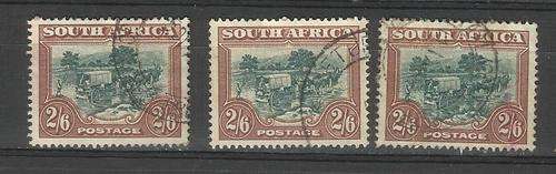 Union.  3 x 2/-6d stamps. Used/hinged