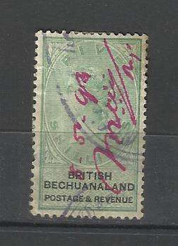 British Bechuanaland. 5/- Stamp. Hand cancelled. Used/hinged. Needs TLC