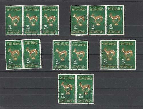 RSA. Springbok rugby stamps in strips and pairs. Used some hinged