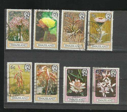 Swaziland. Group of 8 flower stamps. Used slightly hinged