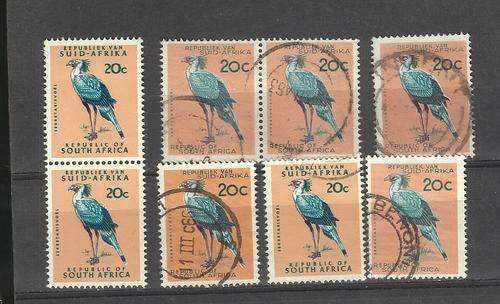RSA. 8 x 20c stamps in pair/singles. Used slightly hinged