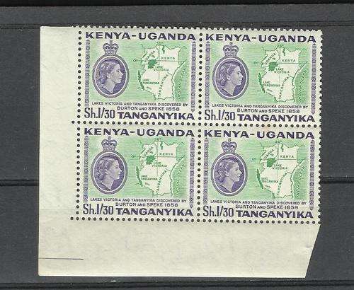 Kenya/Uganda/Tanganyika. Block of 4 stamps. Mint/rust spot at the back.