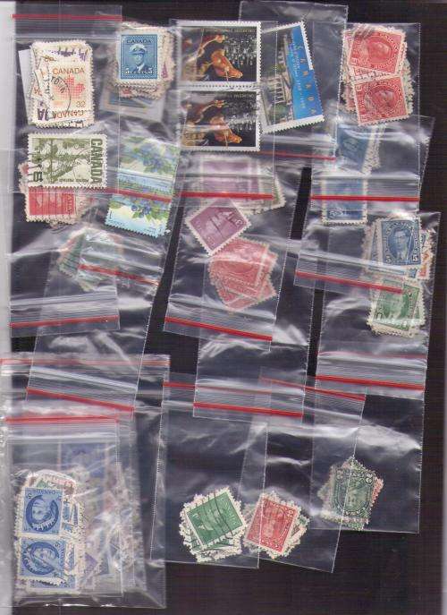 Canada.  Many stamps filed in 21 reclosable bags. Duplications/unchecked. See note