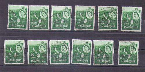 Mauritius. 12 x 10c stamps. Used not hinged