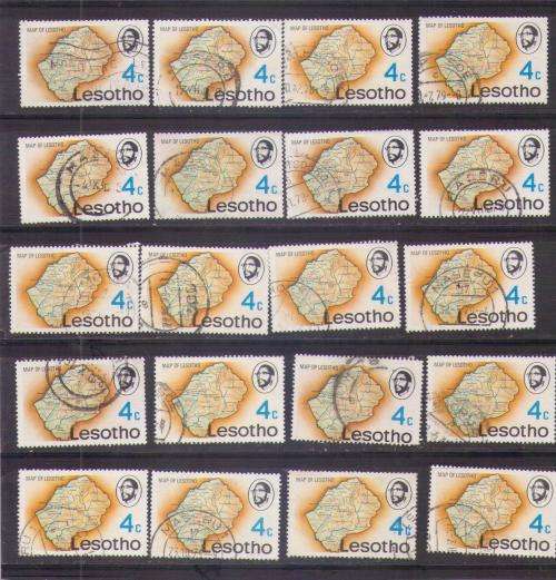Lesotho. 20 x 4c stamps. Used not hinged