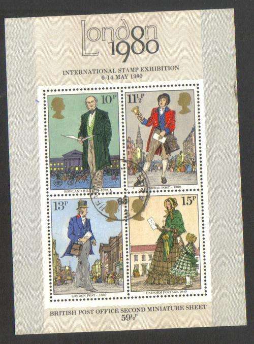 Great Britain. British Post Office second Miniature sheet. Used not hinged