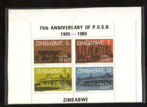 Zimbabwe. Miniature sheet with 4 stamps sealed in plastic folder