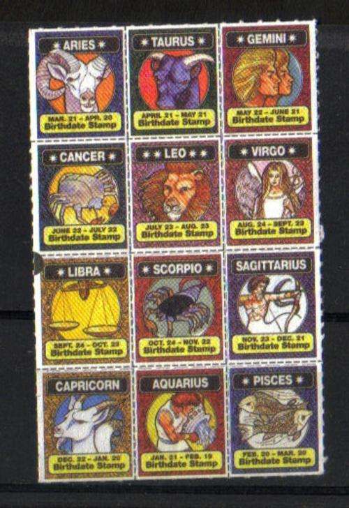 Worldwide. Full set of 12 Birthday stamps in one block. MNH