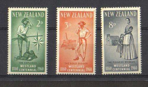 New Zealand. 3 Westland centennial stamps. MNH