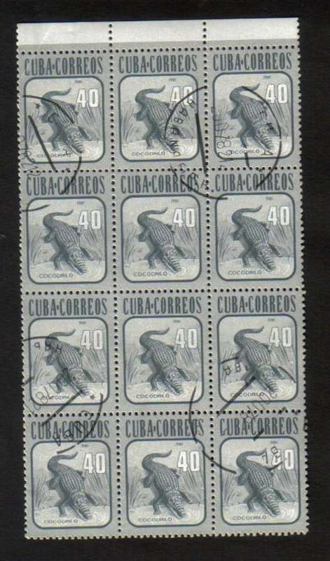 Cuba. Sheet of 12 stamps. Used not hinged