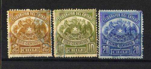 Chile. 3 Stamps. Used/hinged