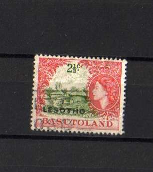 Basutoland. 1 x 2 1/2c stamp overprinted LESOTHO. Used lightly hinged