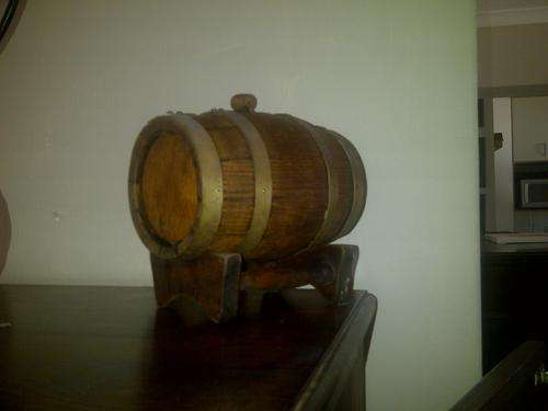 Oak wine barrel on stand