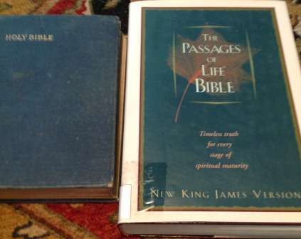 2 X Bibles.  One NKJV large family Bible as new, one smaller older NEV