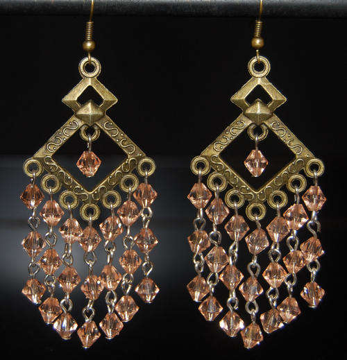 Champagne and Gold Chandelier Earrings