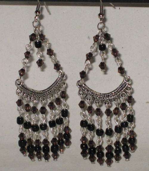 Stunning Hand Crafted Black Chandelier Earrings