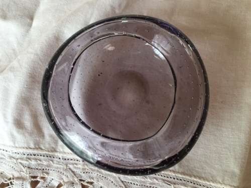 Murano light purple/mauve/smoky bullicante wavy glass bowl