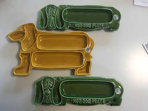 Awesome trio of retro hotdog plates - 1 bid takes all