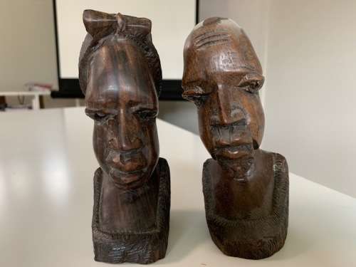 Beautiful wood sculpted man and woman figurines - both for one bid