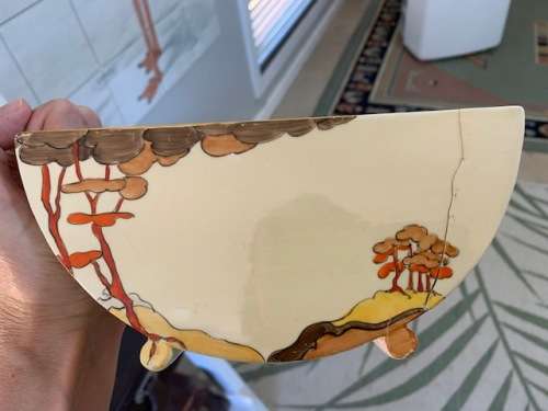 Clarice Cliff Biarritz lidded bowl - repaired