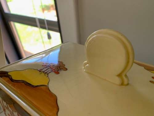 Clarice Cliff Biarritz lidded bowl - repaired