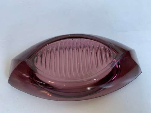 Very pretty and heavy bowl in purple glass with ridged detail