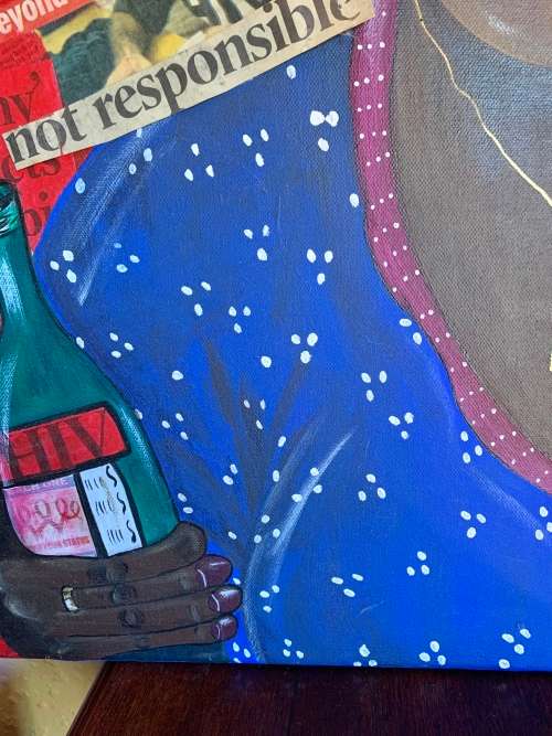 #95 Large satirical artwork in oil by Mary Ann Laing (2009)