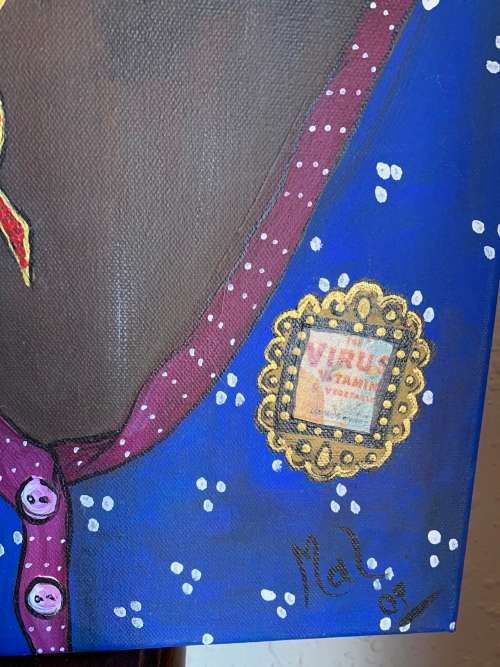 #95 Large satirical artwork in oil by Mary Ann Laing (2009)