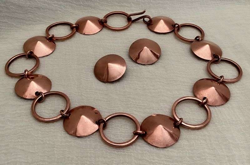 #29 Beautiful copper necklace and matching clip-on earrings