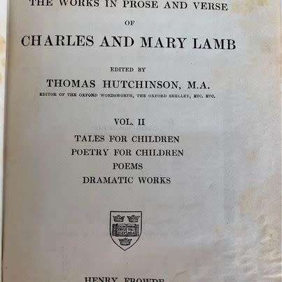 Books ~ The works of Charles and Mary Lamb (volumes 1 and 2)