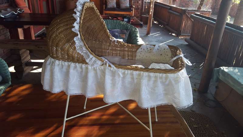 Lovingly restored Vintage wicker dolls cot
