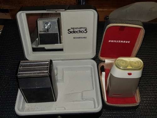 Two vintage electric shavers . For the collector.