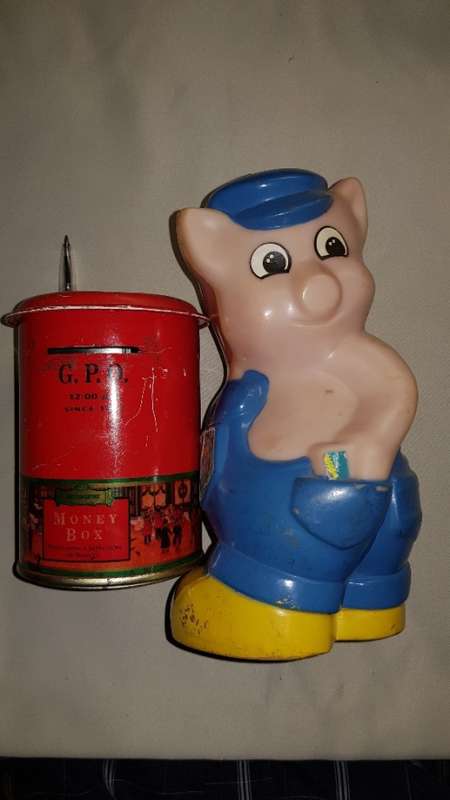 Two vintage saving /Piggy banks Volkskas and GPO