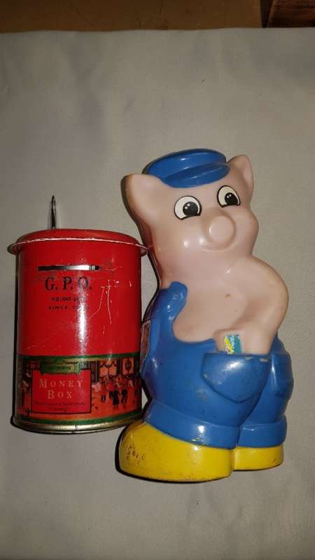 Two vintage saving /Piggy banks Volkskas and GPO