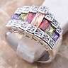 Unique multigem topaz silver gemstone jewelry Ring size 8