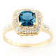 STUNNING 9K SOLID YELLOW GOLD TOPAZ AND DIAMOND RING 1.600CTS