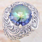 38 CTS LATEST TRENDY JEWELRY RAIBOW COLOURED SILVER RING SIZE 7