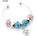 NEW STYLE LAMPWORK GLASS SILVER PLATED BEADED CHARM BRACELET