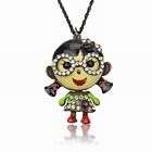 ELEGANT BIG GLASS BOWNOT 3D ENAMEL GIRL CRYSTAL NECKLACE