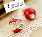1 set hot rhinestone crystal earrings ear studs apple gift