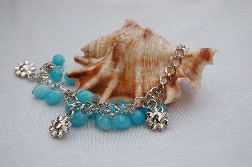 BABY BLUE SILVER RODIUM PLATED BRACELET FOR WEDDING MATRIC FAREWELL STUNNING