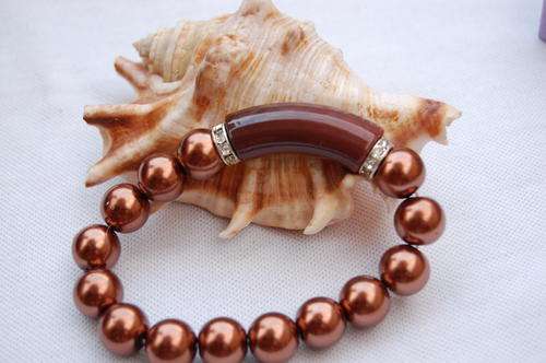 COPPR BROWN PEARL BRACELET FOR WEDDING
