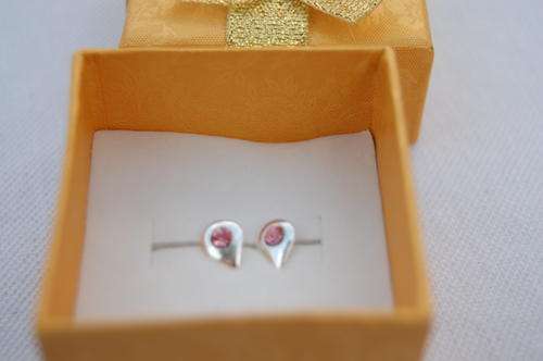 PINK CRYSTAL SILVER STUD EARRINGS