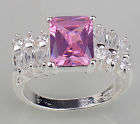 STUNNING UNIQUE SILVER PINK TOPAZ RING SIZE 8