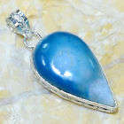 EXSTRA LARGE BLUE DRUSY DRUZY SILVER PENDANT
